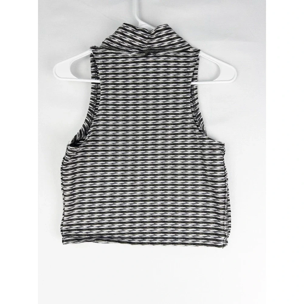 Free People Turtleneck Blouse Top Womens Small‎ Zebra Sleeveless Pullover Boho